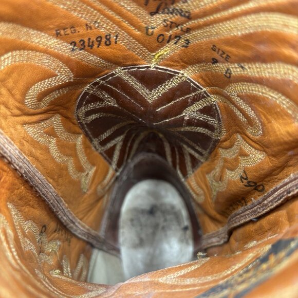 Tony Lama Real Eel Leather Cowboy Boots Brown Men’s Size 9B Western Rodeo Ranch - Picture 12 of 14